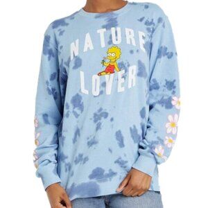 Lisa Simpson Nature Lover Graphic Sweatshirt - Blue Tie-Dye Size M